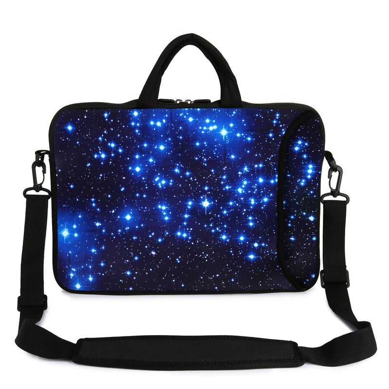 Violet Mist 11 11.6 12 13 Inch Laptop Shoulder Bag Carrying Case Laptop Sleeve Computer Messenger Bag Neoprene Zipper Waterproof Protective Tablet Handbag Handle Shoulder Strap, Blue Galaxy - Image 1